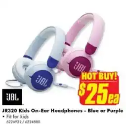 The Good Guys JR320 Kids On-Ear Headphones - Blue or Purple offer