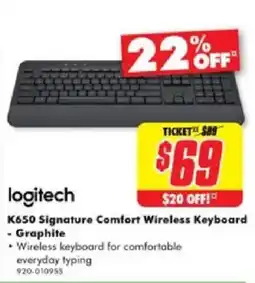The Good Guys K650 Signature Comfort Wireless Keyboard - Graphite offer