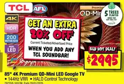 JB Hi-Fi 85" 4K Premium QD-Mini LED Google TV offer