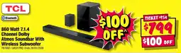 JB Hi-Fi 860 Watt 7.1.4 Channel Dolby Atmos Soundbar With Wireless Subwoofer offer