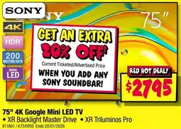 JB Hi-Fi 75" 4K Google Mini LED TV offer
