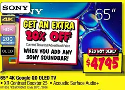 JB Hi-Fi 65" 4K Google QD OLED TV offer