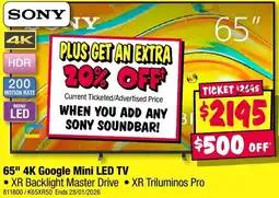 JB Hi-Fi 65" 4K Google Mini LED TV offer
