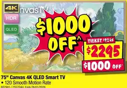 JB Hi-Fi 75" Canvas 4K QLED Smart TV offer