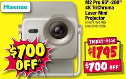 JB Hi-Fi M2 Pro 65"-200" 4K TriChroma Laser Mini Projector offer