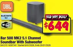 JB Hi-Fi Bar 500 MK2 5.1 Channel Soundbar With Subwoofer offer