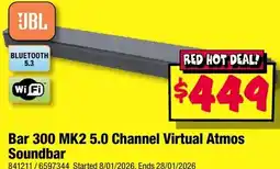 JB Hi-Fi Bar 300 MK2 5.0 Channel Virtual Atmos Soundbar offer