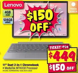 JB Hi-Fi Lenovo 11" duet 2-in-1 chromebook offer