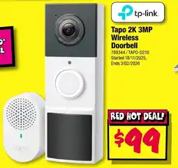 JB Hi-Fi Tapo 2k 3mp wireless doorbell offer