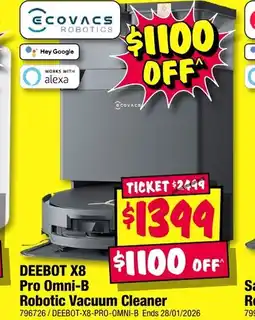 JB Hi-Fi Deebot x8 pro omni-b robotic vacuum cleaner offer