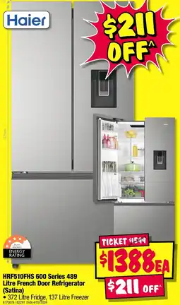 JB Hi-Fi Hrf510fhs 600 series 489 litre french door refrigerator (satina) offer