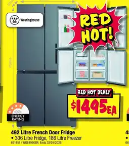 JB Hi-Fi 492 litre french door fridge offer