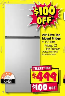JB Hi-Fi 205 litre top mount fridge offer