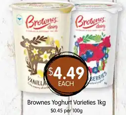 Spudshed Brownes yoghurt varieties offer
