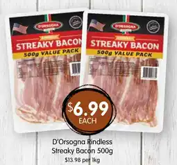 Spudshed D'Orsogna Rindless Streaky Bacon offer