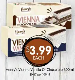 Spudshed Henry's Vienna Vanilla Or Chocolate offer