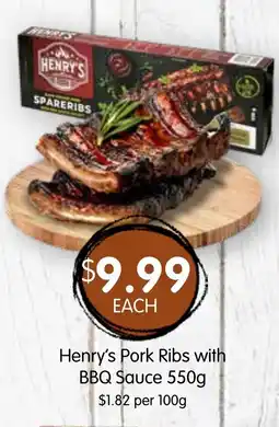Spudshed Henry's pork ribs with bbq sauce offer