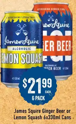 Spudshed James Squire Ginger Beer or Lemon Squash offer