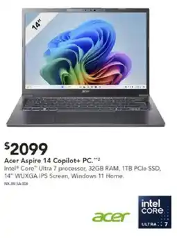 Harvey Norman Acer aspire 14 copilot+ pc. offer