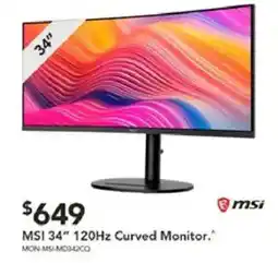 Harvey Norman Msi 34" 120hz curved monitor offer
