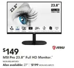 Harvey Norman Msi pro 23.8" full hd monitor offer