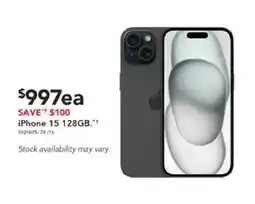 Harvey Norman iPhone 15 128GB. offer