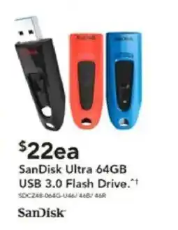 Harvey Norman SanDisk Ultra 64GB USB 3.0 Flash Drive offer