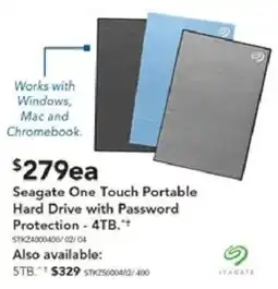 Harvey Norman Seagate one touch portable hard drive with password protection - 4tb offer