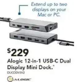Harvey Norman Alogic 12-in-1 usb-c dual reader display mini dock. offer
