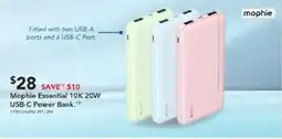 Harvey Norman Mophie essential 10k 20w usb-c power bank offer