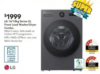 Lg 16/10kg series xl front load washer/dryer combo