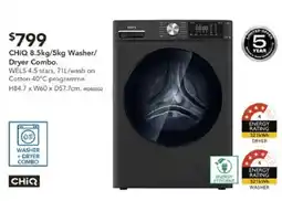 Harvey Norman Chiq 8.5kg/5kg washer/ dryer combo offer