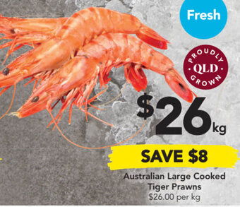 Drakes Australian Large Cooked Tiger Prawns offer