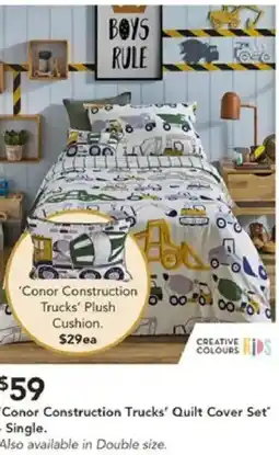 Harvey Norman Conor Construction Trucks Quilt Cover Set offer