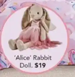 Harvey Norman Alice Rabbit Doll offer