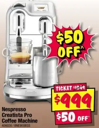 JB Hi-Fi Nespresso Creatista Pro Coffee Machine offer