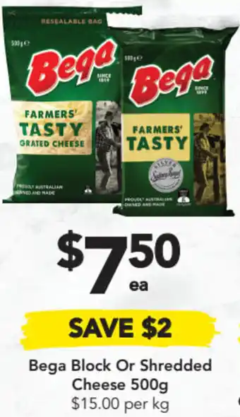 Drakes Bega Block Or Shredded Cheese 500g offer
