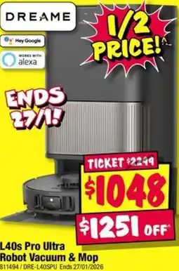 JB Hi-Fi Dreame L40s pro ultra robot vacuum & mop offer