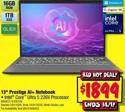 JB Hi-Fi Prestige Al+ Notebook offer