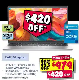 JB Hi-Fi Dell 15 Laptop offer