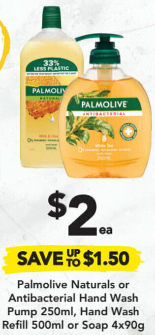 Drakes Palmolive Naturals Or Antibacterial Hand Wash Pump 250ml offer