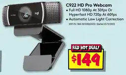 JB Hi-Fi C922 hd pro webcam offer