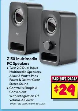 JB Hi-Fi Z150 multimedia pc speakers offer