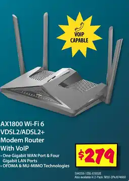 JB Hi-Fi Ax1800 wi-fi 6 vdsl2/adsl2 offer