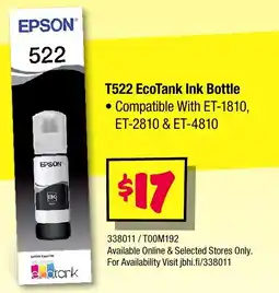 JB Hi-Fi T522 ecotank ink bottle offer