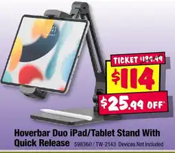 JB Hi-Fi Hoverbar duo ipad/tablet stand with quick offer