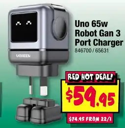 JB Hi-Fi Uno 65w robot gan 3 port charger offer