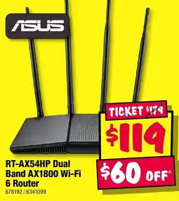 JB Hi-Fi ASUS RT-AX54HP Dual Band AX1800 Wi-Fi 6 Router offer