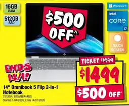 JB Hi-Fi 14" Omnibook 5 Flip 2-In-1 Notebook offer