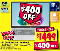JB Hi-Fi 16" omnibook 5 al notebook offer
